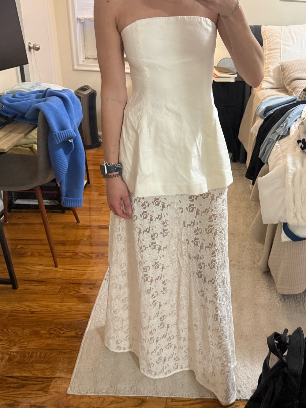 DISSH Ivory Lace Maxi Skirt